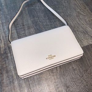 COACH White & Gold Convertible Crossbody/Wallet